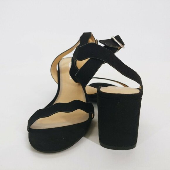 Chinese Laundry Womens Rosie Scalloped Open Toe Slingback Pumps Black 8.5 New - Picture 3 of 10